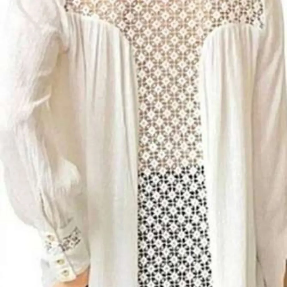 Free People The Best White Crochet  Blouse Size M